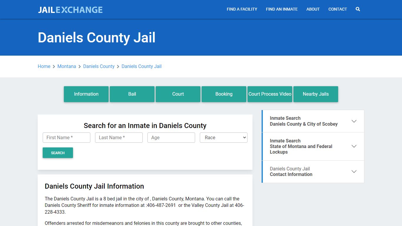 Daniels County Jail Roster Lookup, MT, Inmate Search