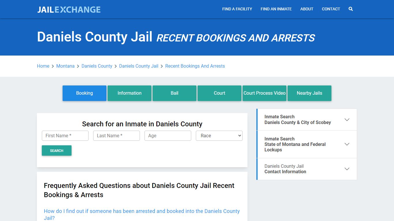 Daniels County Jail Recent Bookings And Arrests - Jail Exchange